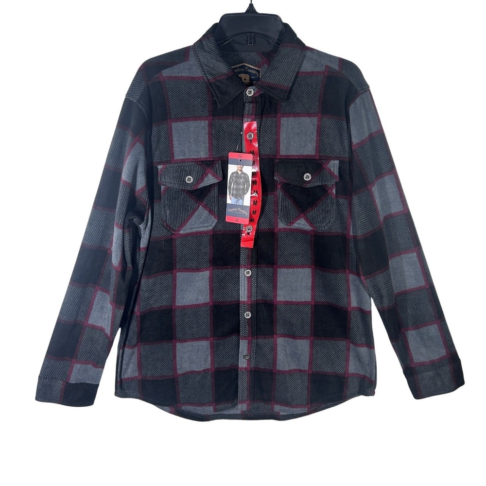 Freedom Foundry Mens‎ Gray Plaid Fleece Lined Shirt Size Medium Soft Warm NEW